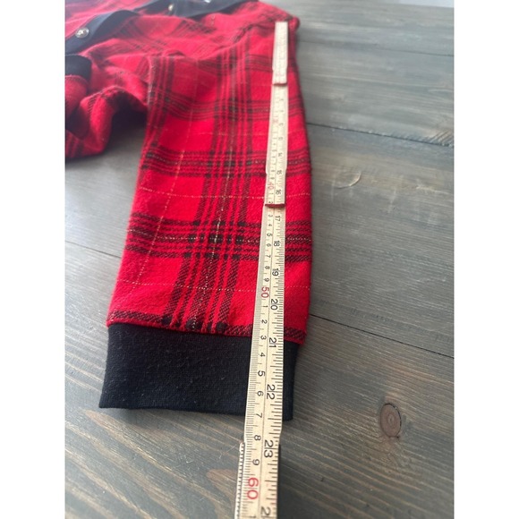 VTG Cathy Daniels Red Black Plaid Gold Accent Button Cardigan Sweater Women L - Picture 10 of 11